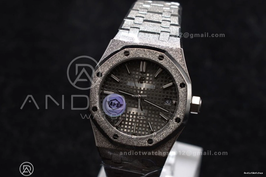 1031 Frosted Edition 15454 SS 37mm Best Grey on Bracelet Clone Lightweight SS Royal Oak SA3120 1:1 Super Dial APSF Textured 0219